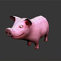 Cute Pink Pig 3D Model With Smiling Expression And Cartoon Design