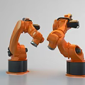 Dual Orange Industrial Robotic Arms For Automated Manufacturing Production Lines