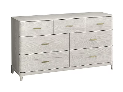Modern Light Wood Entryway Side Cabinet With Multiple Drawers And Metal Handles 3d model