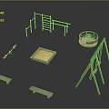 Outdoor Playground Equipment For Children Featuring Swings Climbing Frames Sandpit Round Structure And Benches