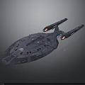 Futuristic Starship Design with Streamlined Structure Red Lighted Engines for Cosmic Exploration Missions