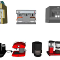 Essential Kitchen Appliances Collection Showcasing Coffee Maker Oven Microwave And Blender 3d model