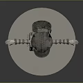 Intricate Robot Style Sculpture With Mechanical Arms Helmet And Backpack On White Base
