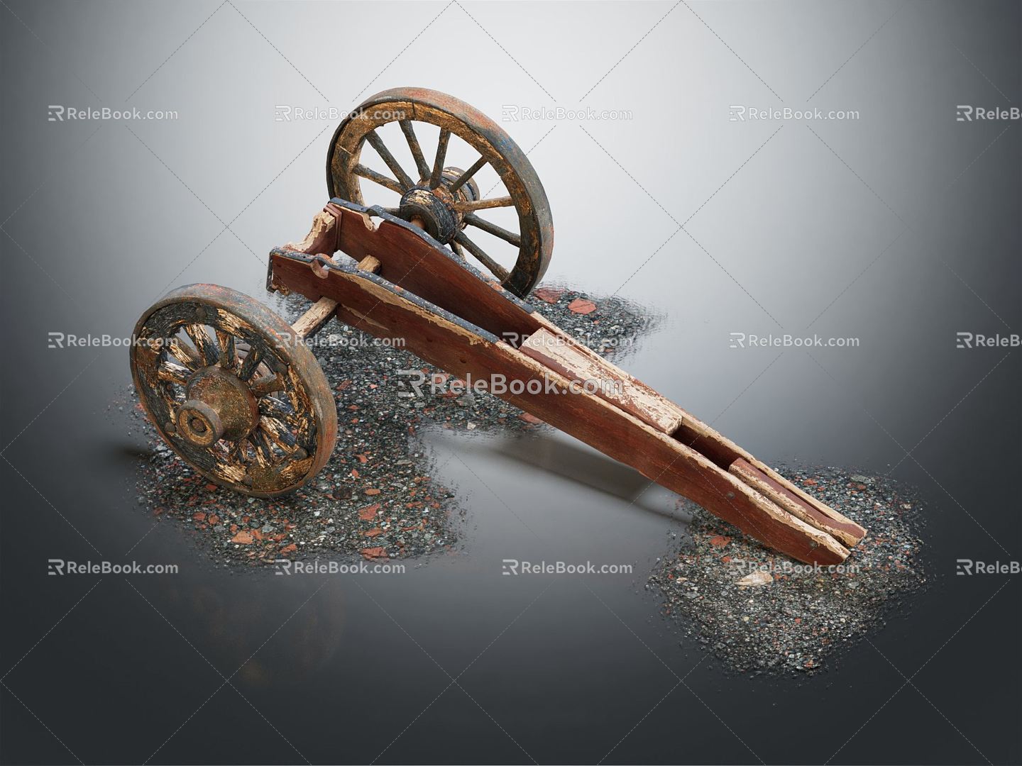 Modern Cannon Trailer Old Cannon Trailer 3d model