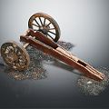 Modern Cannon Trailer Old Cannon Trailer 3d model