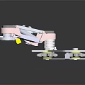 3D Modeled Metal Mechanical Part Featuring Joints Holes And Colored Details