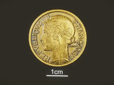 Gold Coin Jewelry With Portrait Design Republic Francaise Inscription 1cm Size 3d model