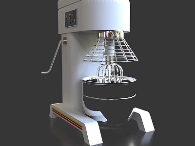 White Commercial Stand Mixer With Black Mixing Bowl And Digital Control Panel 3d model