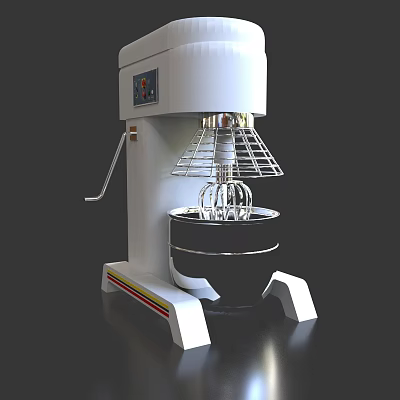 White Commercial Stand Mixer With Black Mixing Bowl And Digital Control Panel 3d model