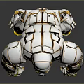 Detailed Mechanical Gorilla With Silver Gold Accents In Metallic Crouched Posture