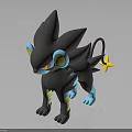 Black Creature Character With Blue Ears Red Eyes Yellow Star Tail And Leg Stripes