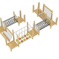 Wooden expansion kindergarten children 3d model