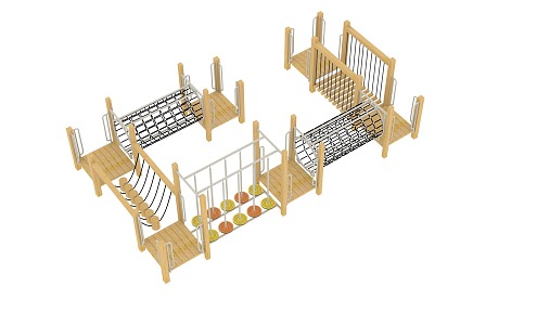 Wooden expansion kindergarten children 3d model