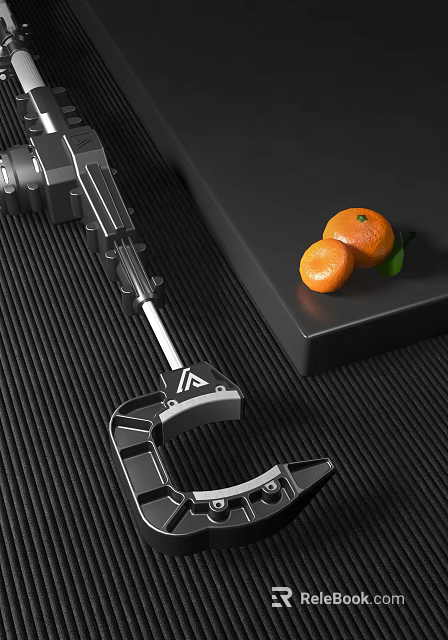 Smart Machine Mechanical Arm Precision Handling Fresh Oranges On Black Countertop 3d model