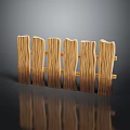 Wooden Fence With Vertical Planks And Natural Wood Grain Texture On Dark Background