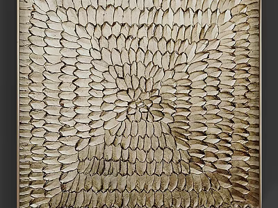 Decorative Wall Art With Feather Shaped Elements And Radial Wooden Texture 3d model