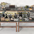 Industrial Equipment Display With Microscopes Test Tubes Skeleton Models And Lab Tools