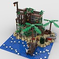 LEGO Toy Blocks Pirate Island Scene Plants Forest Trees Beach 3d model