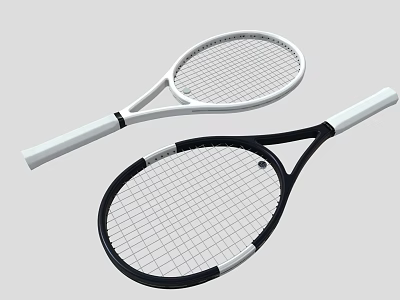 Modern Tennis Rackets With White And Black Design And Lightweight Frame 3d model