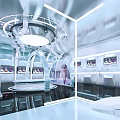 Futuristic Medical Research Laboratory With Robotic Assistant And Holographic Interface