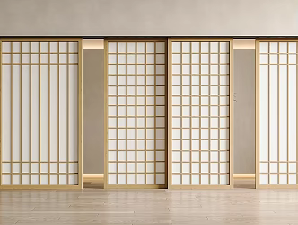 Japanese style sliding door single door partition door sliding door lattice door solid wood door grille door 3d model