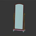 Elegant Standing Mirror With Dark Brown Wooden Frame And Full Length Design