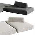 Modular Sectional Sofa with Two Tone Gray Fabric Modular Design Cushions and Backrests 3d model