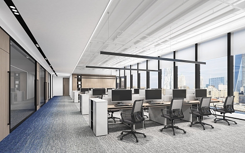 Modern open office area 3d model