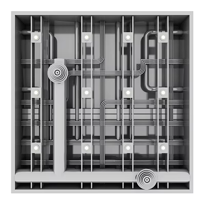 Industrial Metal Pipes Grid Structure With Complex Layout And Mechanical Components 3d model