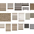 Various Bamboo Window Curtains and Blinds in Different Styles Display on Wall