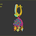 Golden Gemstone Decorated Earrings With Sparkling Diamonds And Exquisite Pendant Design