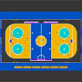 Outdoor Basketball Court Layout With Blue Surface Yellow Markings And Hoops