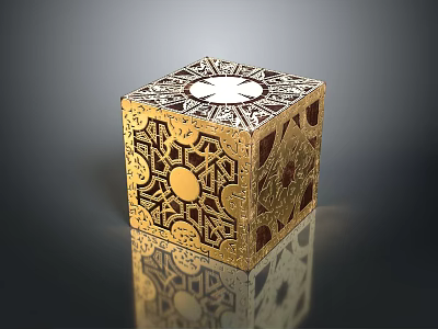 Gold And Black Decorative Cube Box With Intricate Geometric Patterns White Center For Home Decoration 3d model