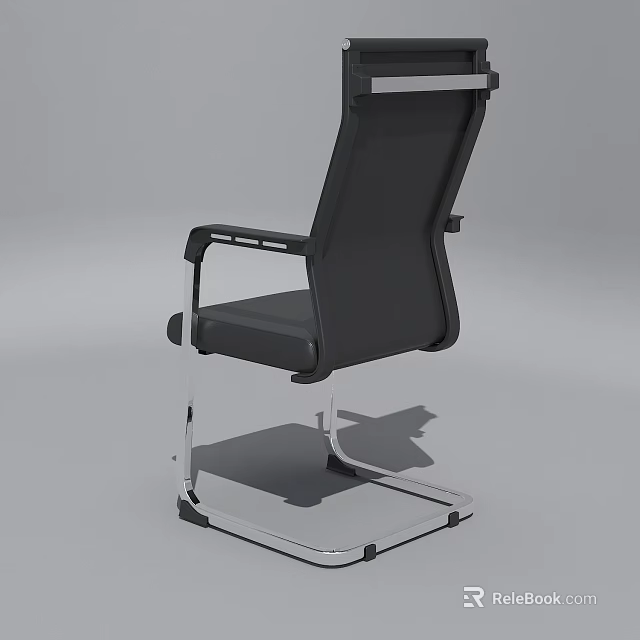 Black Office Chair With Metal Frame Ergonomic Armrests Modern Design And Comfortable Seat 3d model 