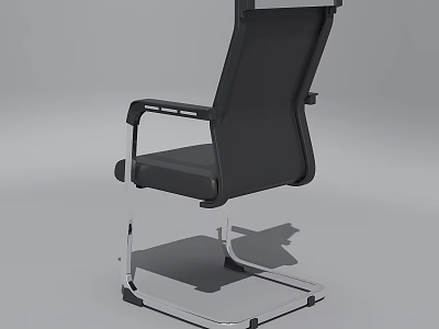 Black Office Chair With Metal Frame Ergonomic Armrests Modern Design And Comfortable Seat 3d model