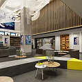 Modern Cinema Palace Lobby With IMAX Screen Ticket Counter And Concession Stand