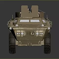 Military Khaki Tank With Turret Mounted Machine Gun And Large Wheels
