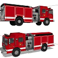 Red Fire Truck With Open Side Doors And Emergency Rescue Equipment