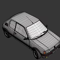 White Classic Two Door Car With Red Stripes And Vintage Design