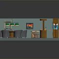 Stylish Game Room Interior With Bar Counter Stools Green Poker Table And Dartboard