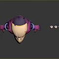 Cartoon Style Game Character with Skull Head Purple Pink Cape and Various Facial Expressions Displayed