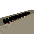 Large Black Industrial Equipment With Yellow Overhead Structures And Guardrail Platforms