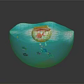 Modern Blue Transparent Decorative Ornament Featuring Small Fish Design Details