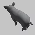Cute Pink Pig 3D Model as Game Movie Character in Rendered Scene