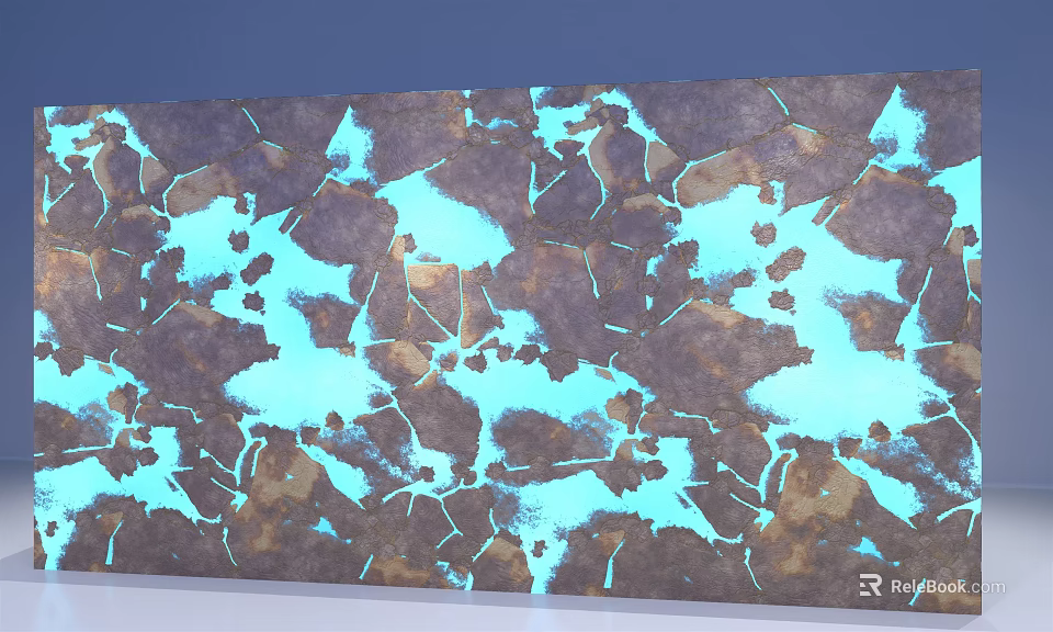 Artistic Wall Design With Brown And Blue Cracked Mottled Texture 3d model