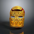 Ancient Warrior Character With Dragon Adorned Golden Helmet And Intricate Patterns 3d model
