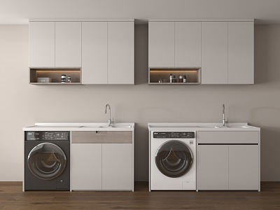 Modern Washing Machine Cabinet Washer Dryer Lavatory Balcony Cabinet 3d model