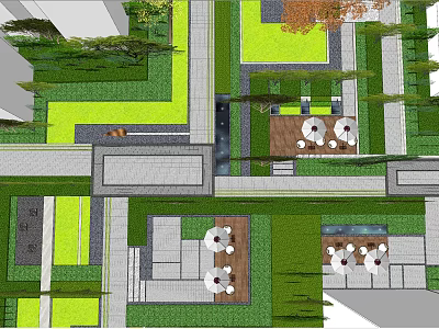 Garden Landscape Design With Green Lawns Stone Pathways And Seating Areas 3d model