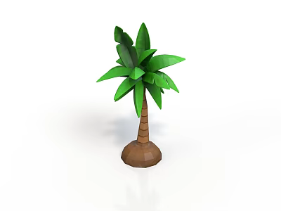Small Potted Palm Tree With Green Leaves And Brown Trunk For Indoor Decor 3d model