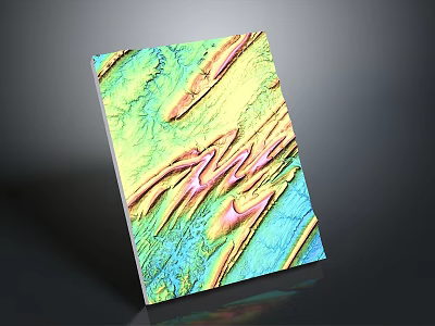 Colorful Textured Decorative Panel With Green Yellow Blue Pink Wavy Striped Pattern 3d model